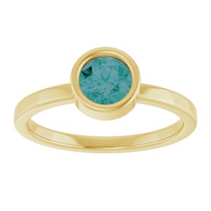 14K Yellow Gold 5.5 mm Lab-Grown Alexandrite Ring