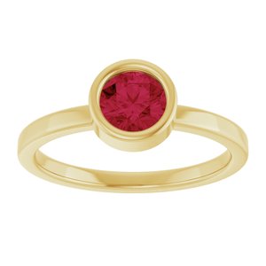 14K Yellow Gold 5.5 mm Natural Ruby Ring