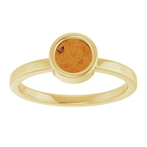 14K Yellow Gold 5.5 mm Natural Citrine Ring
