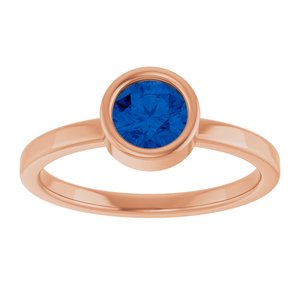 14K Rose Gold 5.5 mm Lab-Grown Blue Sapphire Ring