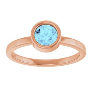 14K Rose Gold 5.5 mm Natural Aquamarine Ring