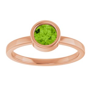 14K Rose Gold 5.5 mm Natural Peridot Ring