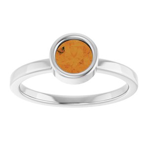 Platinum 5.5 mm Natural Citrine Ring
