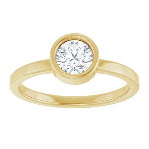 14K Yellow Gold 5.5 mm Natural White Sapphire Ring