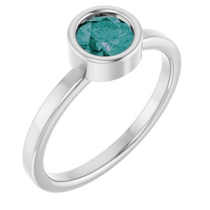 14K White Gold 5.5 mm Lab-Grown Alexandrite Ring