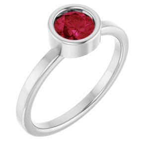 Platinum 5.5 mm Natural Ruby Ring
