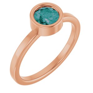 14K Rose Gold 5.5 mm Lab-Grown Alexandrite Ring