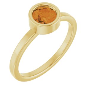 14K Yellow Gold 5.5 mm Natural Citrine Ring