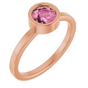 14K Rose Gold 5.5 mm Natural Pink Tourmaline Ring