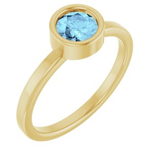 14K Yellow Gold 5.5 mm Natural Aquamarine Ring