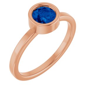 14K Rose Gold 5.5 mm Natural Blue Sapphire Ring