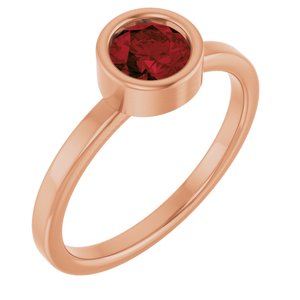 14K Rose Gold 5.5 mm Natural Mozambique Garnet Ring
