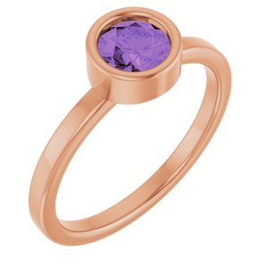 14K Rose Gold 5.5 mm Natural Amethyst Ring