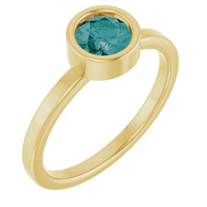 14K Yellow Gold 5.5 mm Lab-Grown Alexandrite Ring