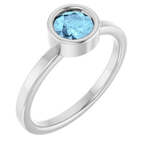 Platinum 5.5 mm Natural Aquamarine Ring
