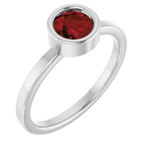14K White Gold 5.5 mm Natural Mozambique Garnet Ring