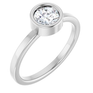 14K White Gold 5.5 mm Natural Diamond Ring