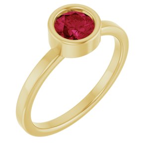 14K Yellow Gold 5.5 mm Natural Ruby Ring