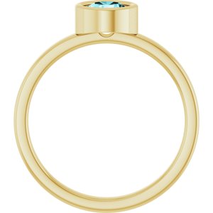 14K Yellow Gold 5.5 mm Natural Blue Zircon Ring