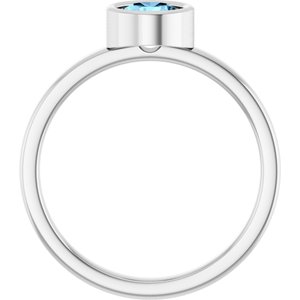 Rhodium-Plated Sterling Silver 5.5 mm Natural Aquamarine Ring