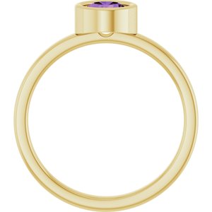 14K Yellow Gold 5.5 mm Natural Amethyst Ring
