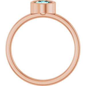 14K Rose Gold 5.5 mm Natural Blue Zircon Ring