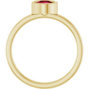 14K Yellow Gold 5.5 mm Lab-Grown Ruby Ring