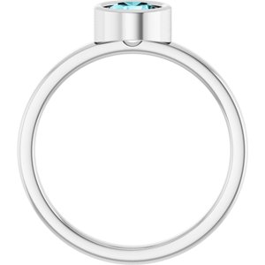 14K White Gold 5.5 mm Natural Blue Zircon Ring