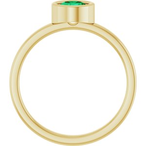 14K Yellow Gold 5.5 mm Natural Emerald Ring