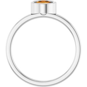 14K White Gold 5.5 mm Natural Citrine Ring