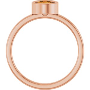14K Rose Gold 5.5 mm Natural Citrine Ring