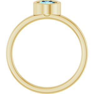 14K Yellow Gold 5.5 mm Natural Aquamarine Ring