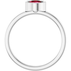 Platinum 5.5 mm Natural Ruby Ring