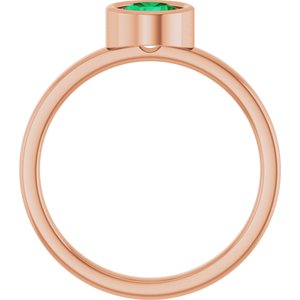 14K Rose Gold 5.5 mm Lab-Grown Emerald Ring