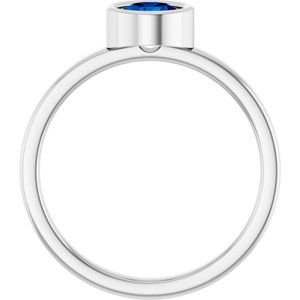 14K White Gold 5.5 mm Lab-Grown Blue Sapphire Ring
