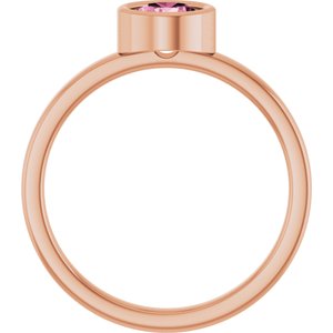 14K Rose Gold 5.5 mm Natural Pink Tourmaline Ring