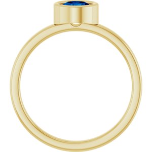 14K Yellow Gold 5.5 mm Natural Blue Sapphire Ring