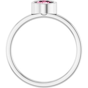 14K White Gold 5.5 mm Natural Pink Tourmaline Ring