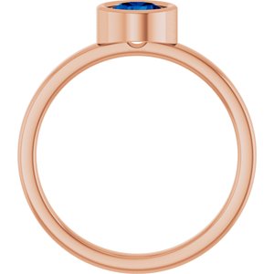 14K Rose Gold 5.5 mm Lab-Grown Blue Sapphire Ring