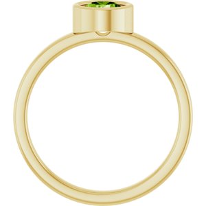 14K Yellow Gold 5.5 mm Natural Peridot Ring