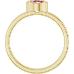 14K Yellow Gold 5.5 mm Natural Pink Tourmaline Ring