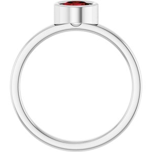 Platinum 5.5 mm Natural Mozambique Garnet Ring