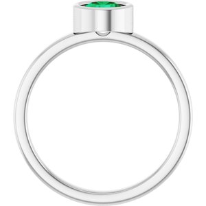 Platinum 5.5 mm Natural Emerald Ring