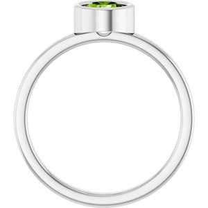 Rhodium-Plated Sterling Silver 5.5 mm Natural Peridot Ring