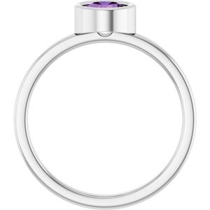 14K White Gold 5.5 mm Natural Amethyst Ring