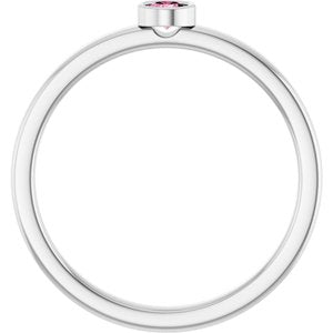 Platinum 3 mm Natural Pink Tourmaline Ring