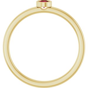 14K Yellow Gold 3 mm Lab-Grown Ruby Ring