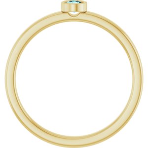 14K Yellow Gold 3 mm Natural Blue Zircon Ring