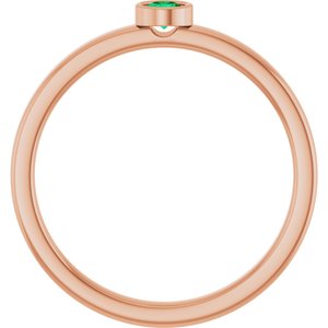 14K Rose Gold 3 mm Lab-Grown Emerald Ring