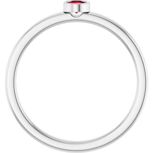 14K White Gold 3 mm Lab-Grown Ruby Ring